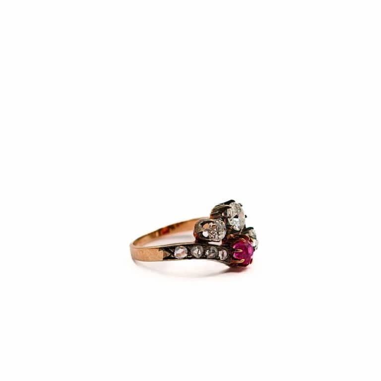 Yellow gold ring, rubies and diamonds - Image 3