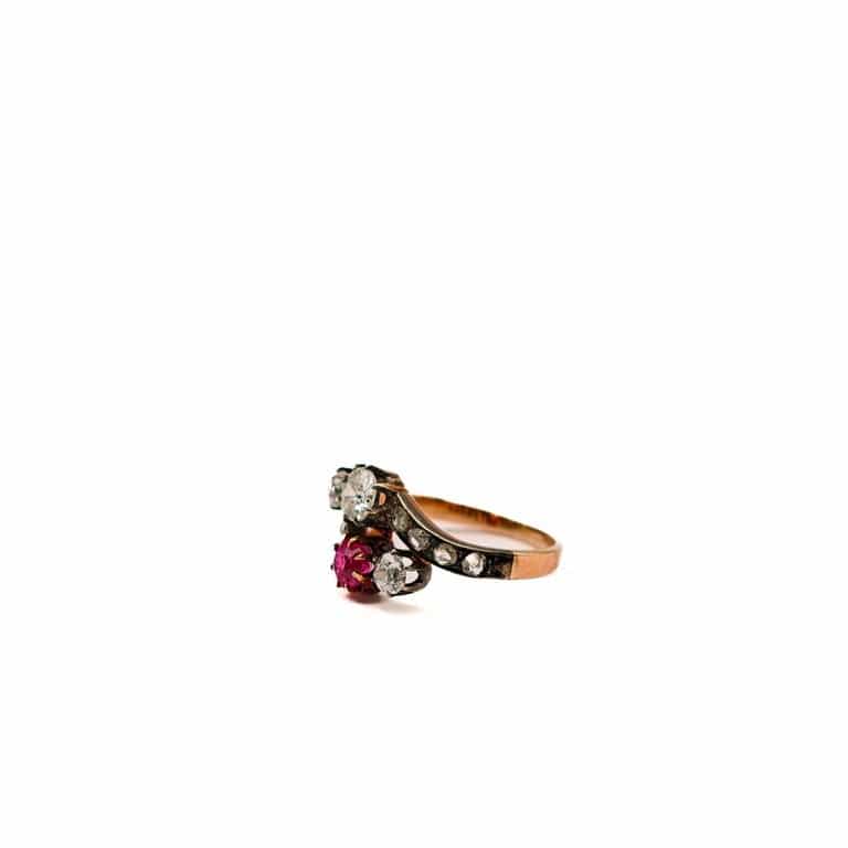 Yellow gold ring, rubies and diamonds - Image 4