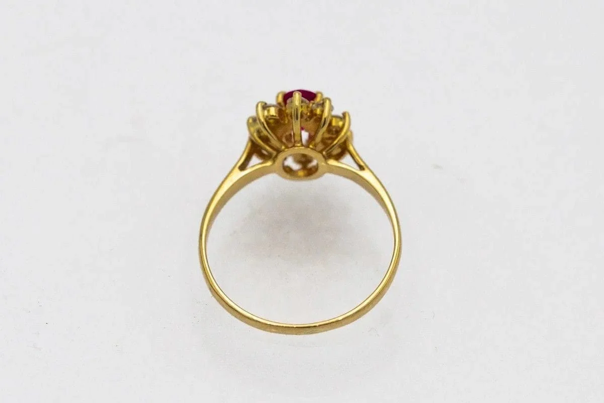 Antique yellow gold ring with rubies and diamonds, France  - Image 7