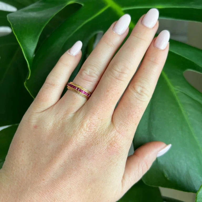 Rose Gold and Ruby Wedding Ring - Image 2