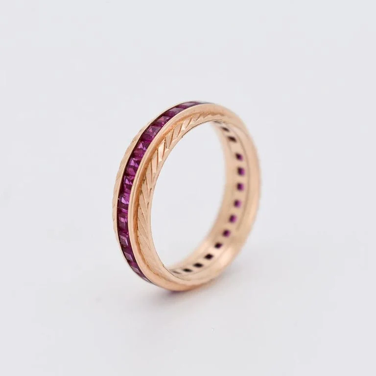 Rose Gold and Ruby Wedding Ring - Image 3