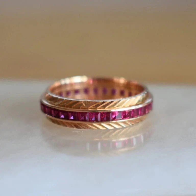 Rose Gold and Ruby Wedding Ring - Image 4