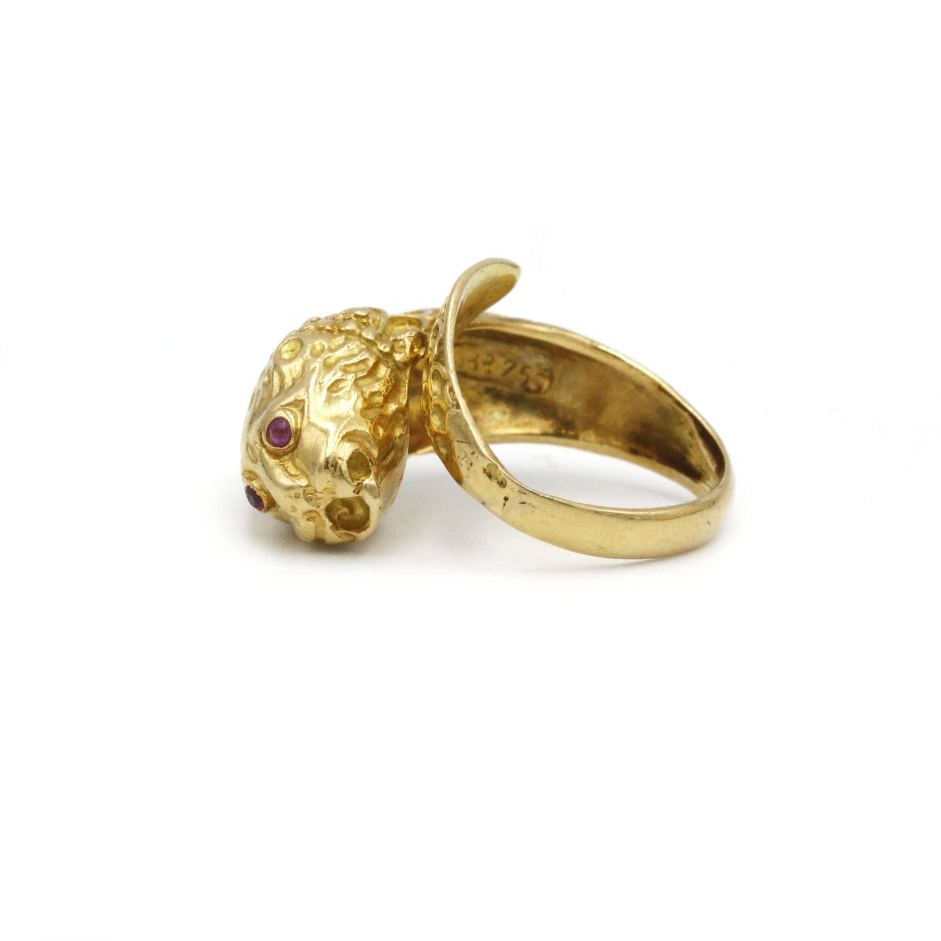 Gold and Ruby Lion Ring - Image 2