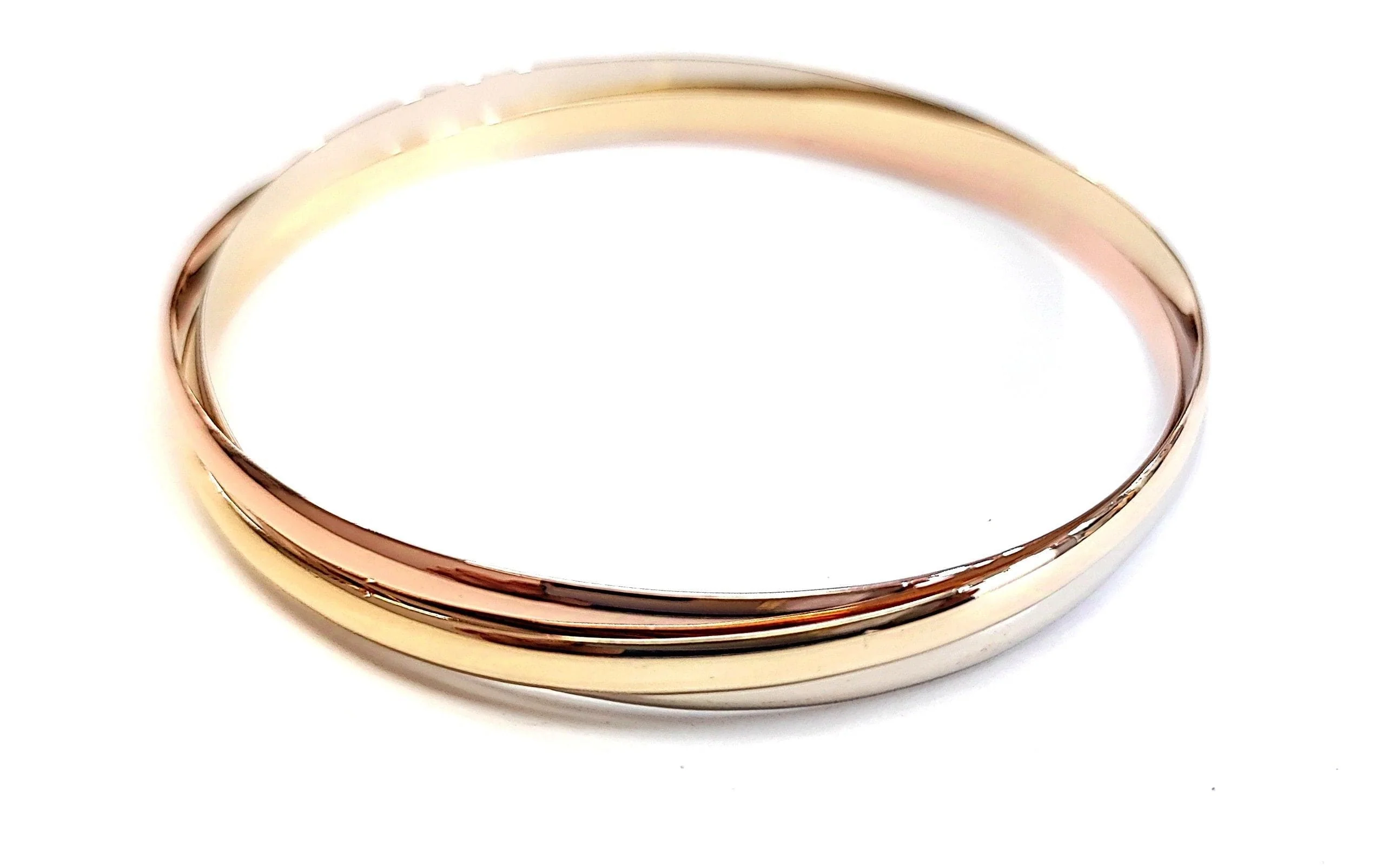 3-tone gold bangle bracelet