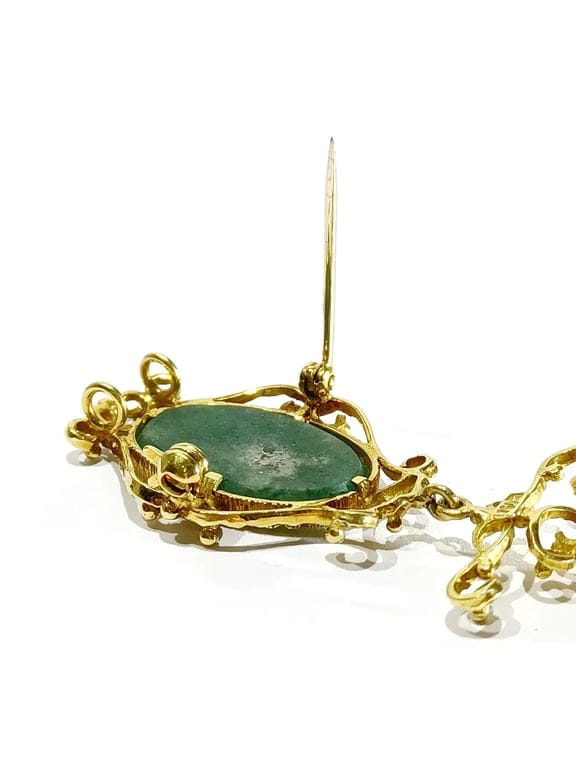 Gold, Jade and Pearl Pendant Brooch - Image 13