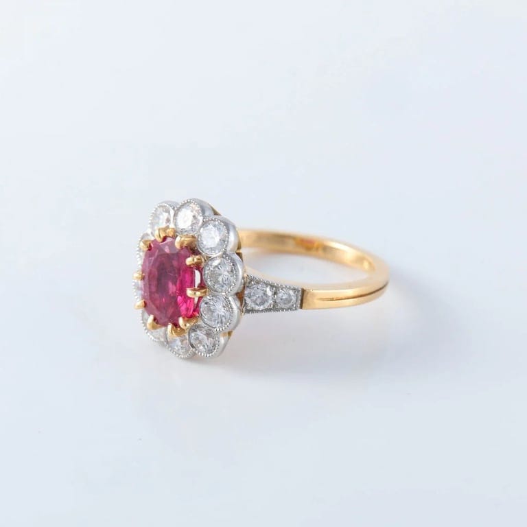 Gold ring, platinum and rubies - Image 4