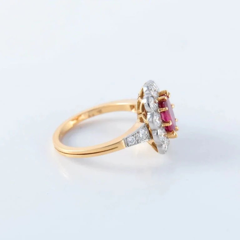 Gold ring, platinum and rubies - Image 5