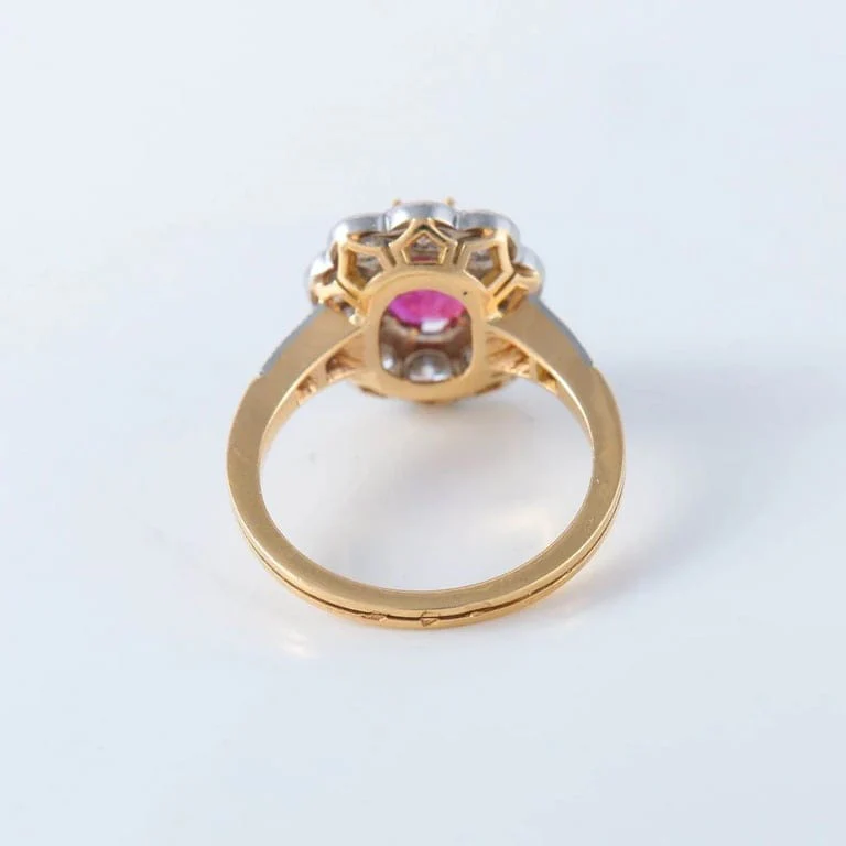 Gold ring, platinum and rubies - Image 9