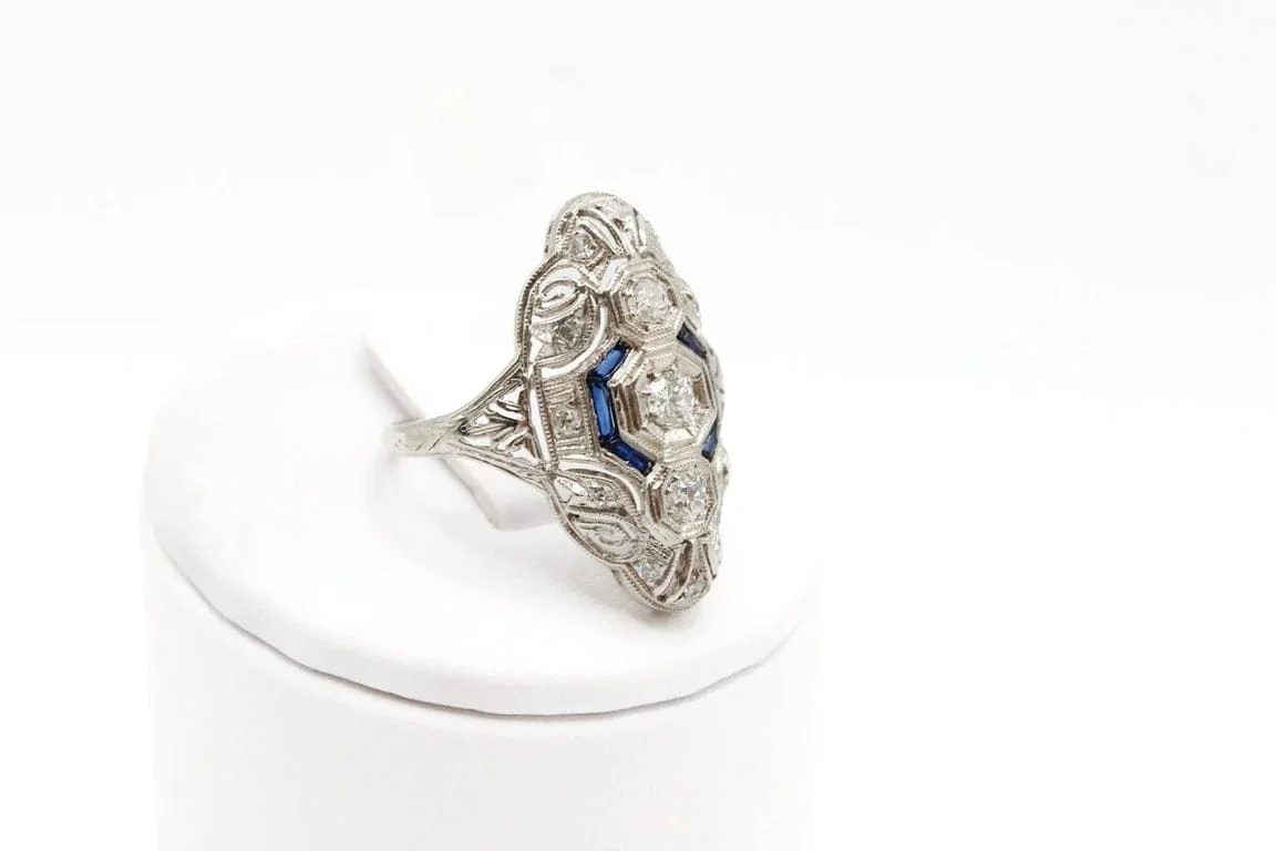 1930 marquise ring platinum and diamonds  - Image 2