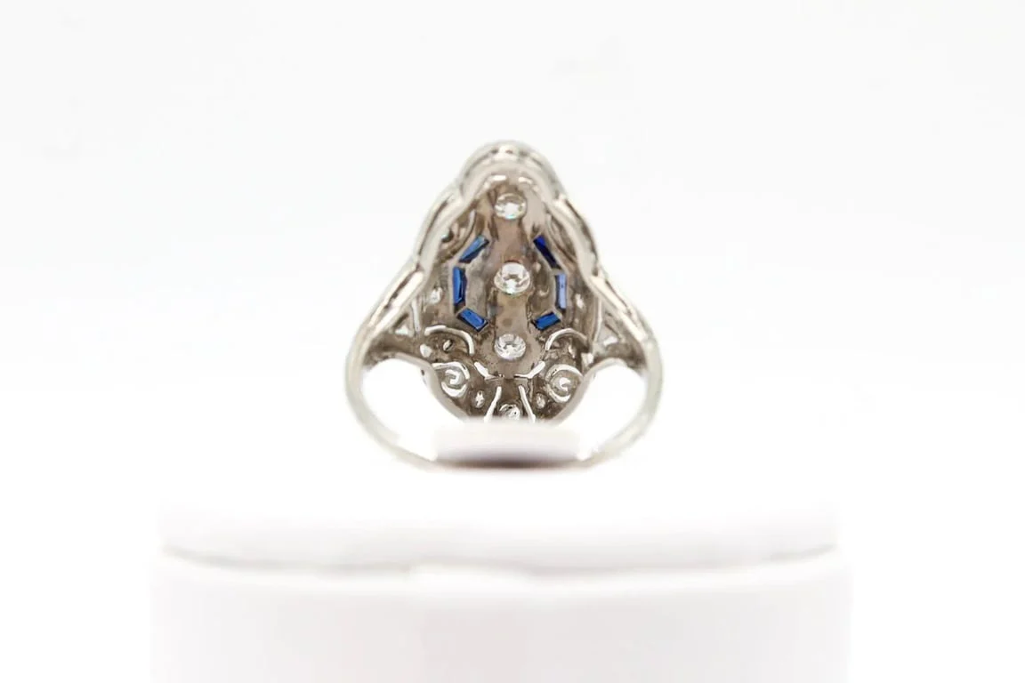 1930 marquise ring platinum and diamonds  - Image 6