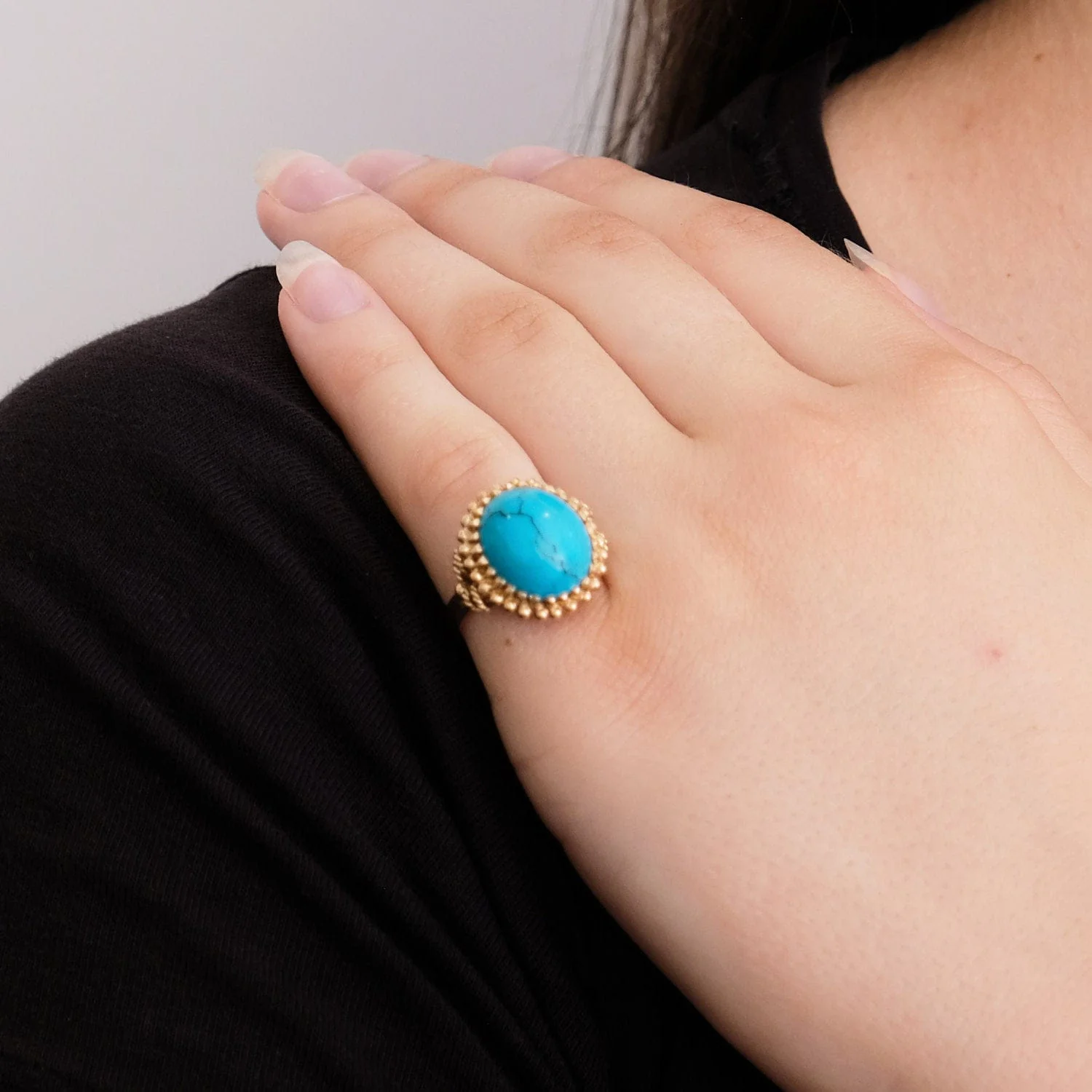 Turquoise ring, rose gold - Image 3