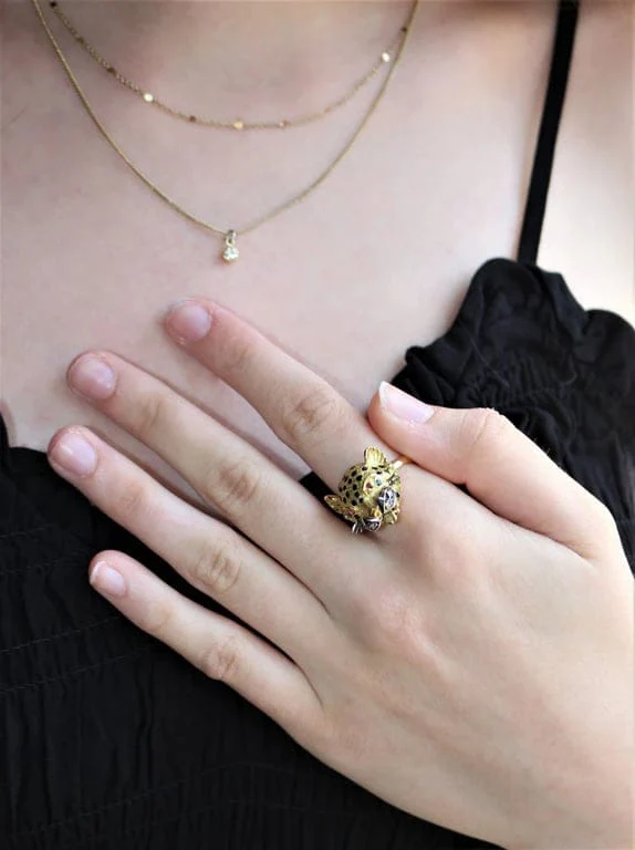 Ring Panthère in yellow gold & enamel - Image 4