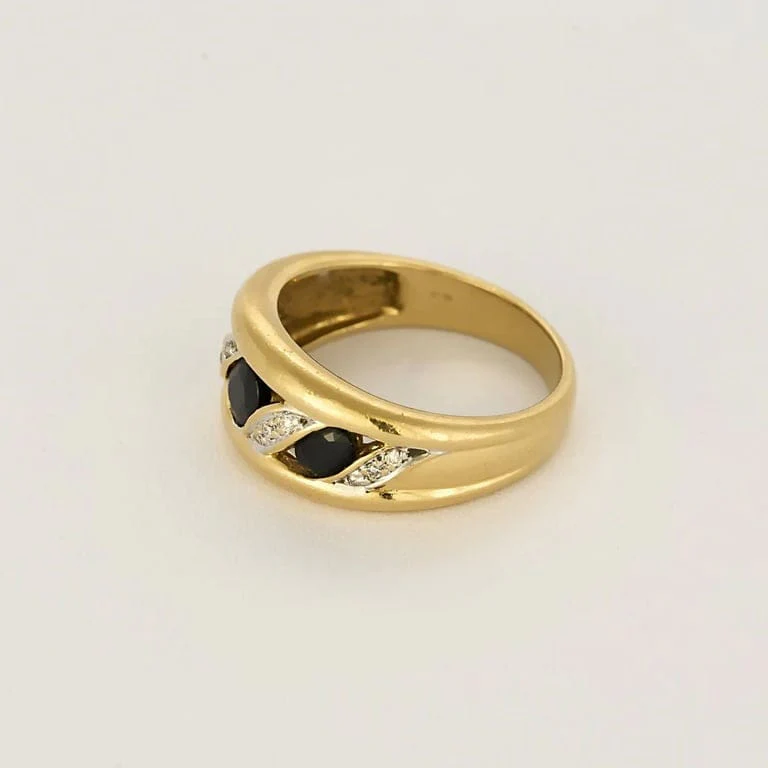 Prestige ring in two golds, sapphires and diamonds  - Image 3