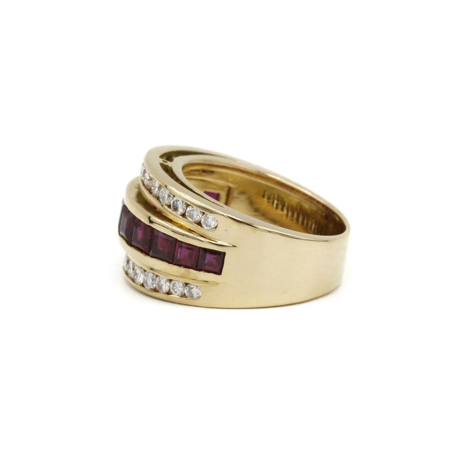 Yellow gold ring with ruby diamonds - Image 2