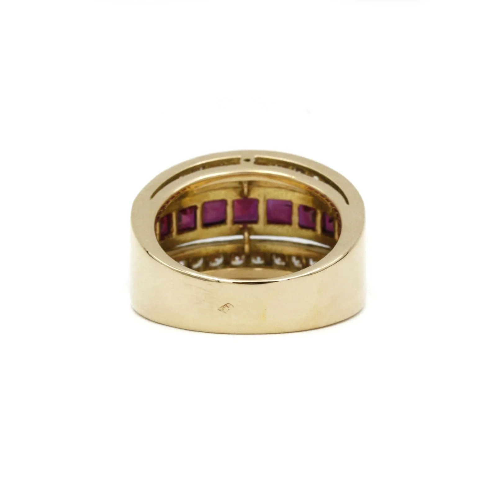 Yellow gold ring with ruby diamonds - Image 3