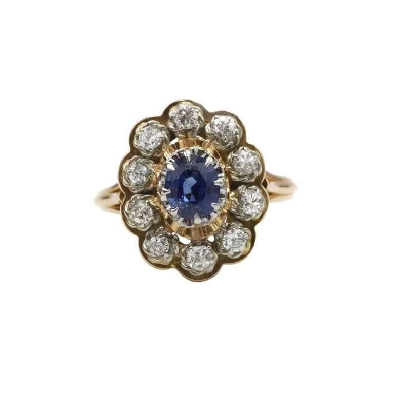 Gold, sapphire and diamond ring