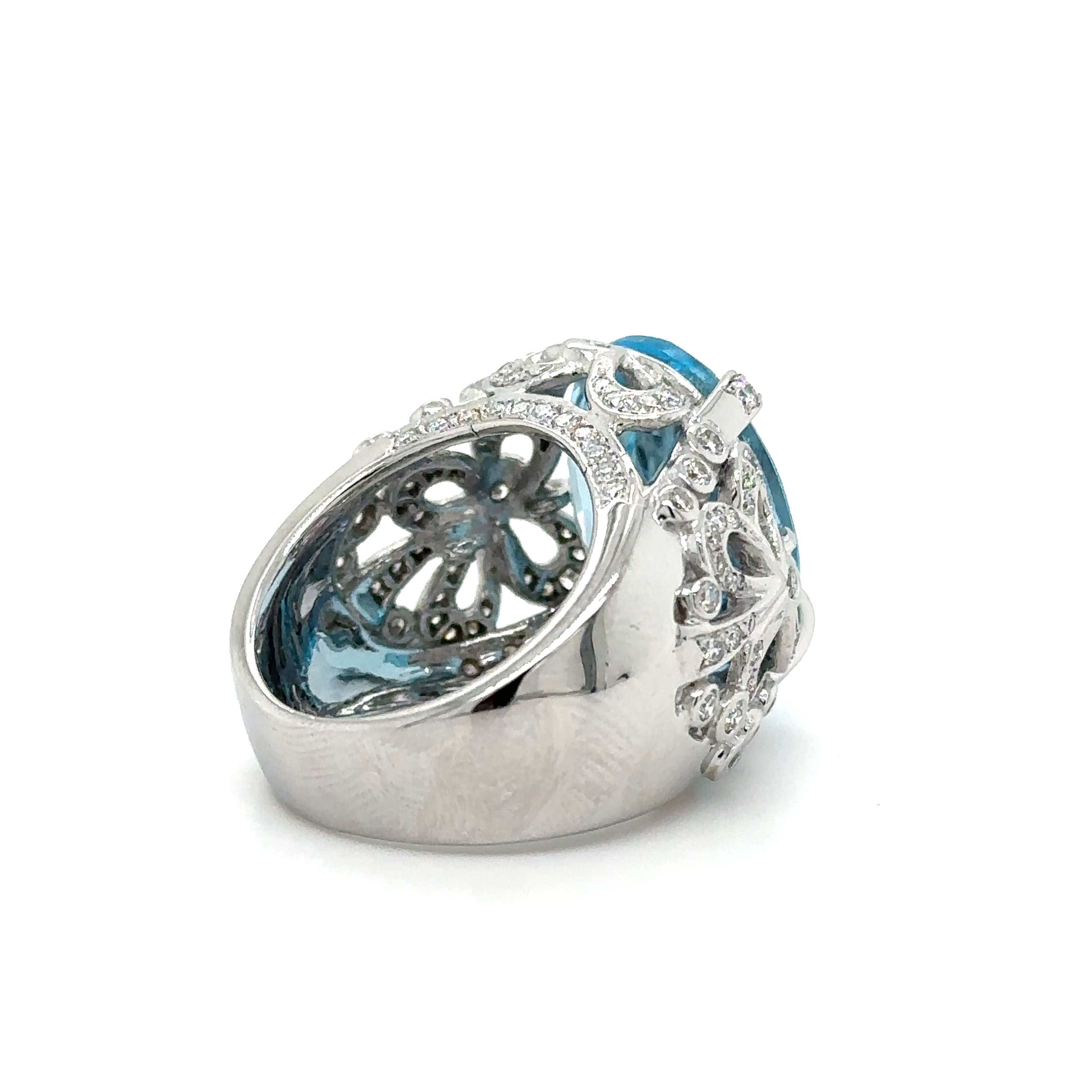 White gold topaz and diamond ring - Image 8