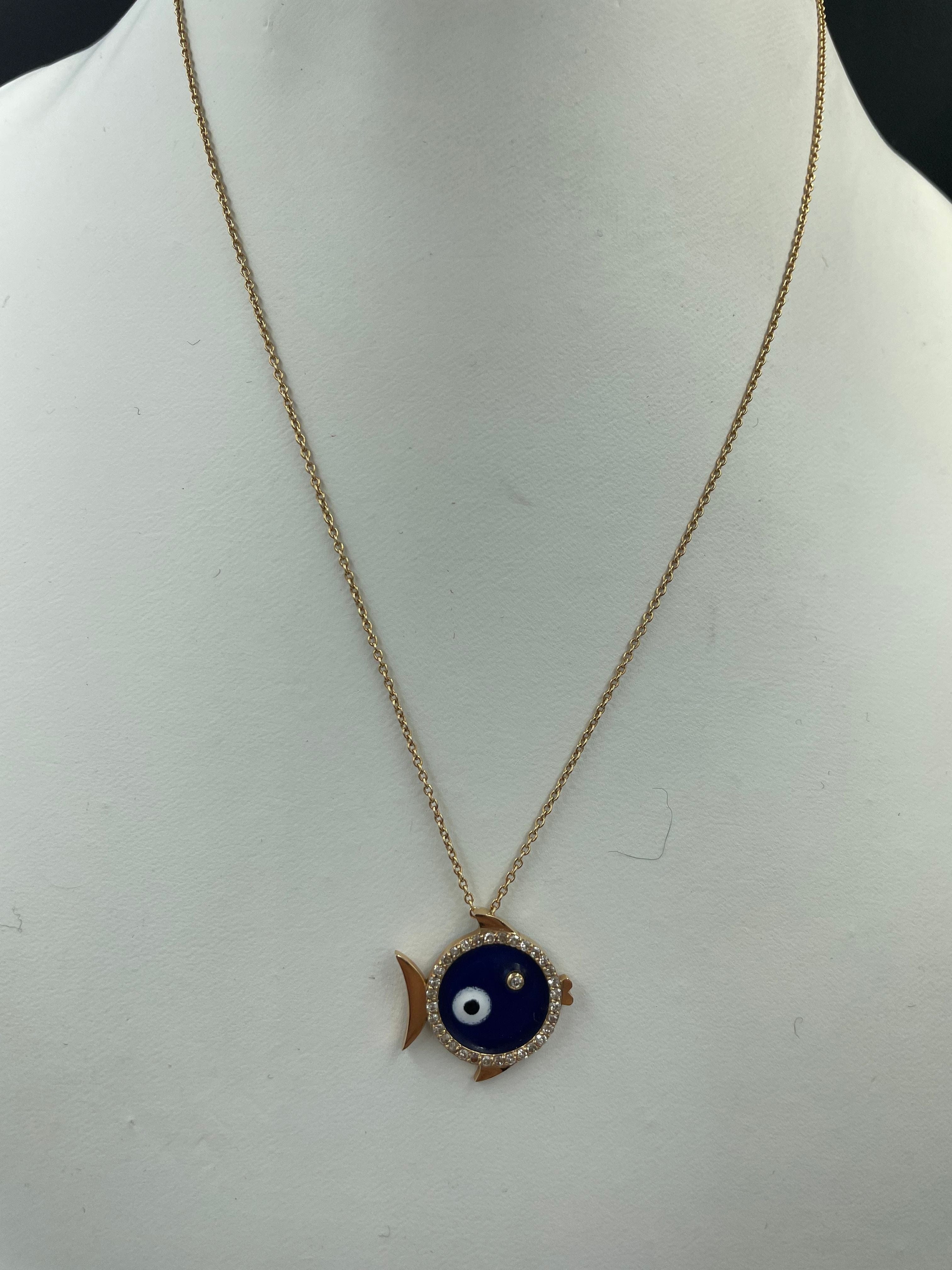 Enamel diamond eye pendant - Image 6