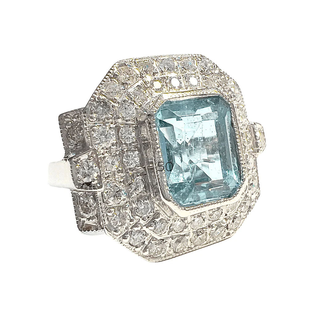 Aquamarine Diamond Ring