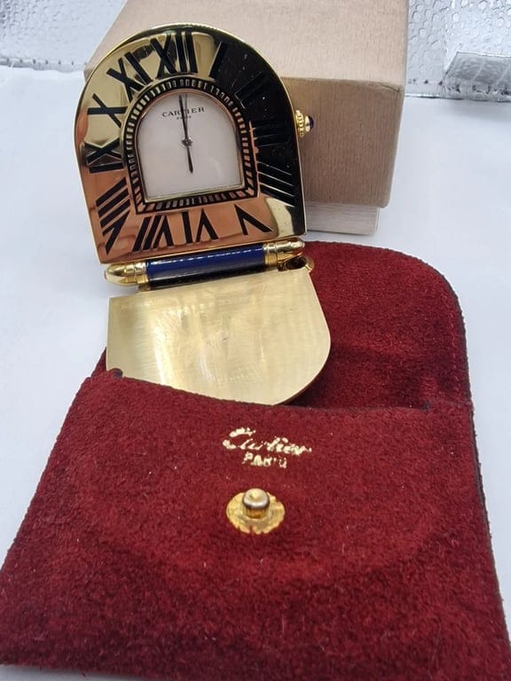 Cartier - Table clock in plated brass and enamel  - Image 2
