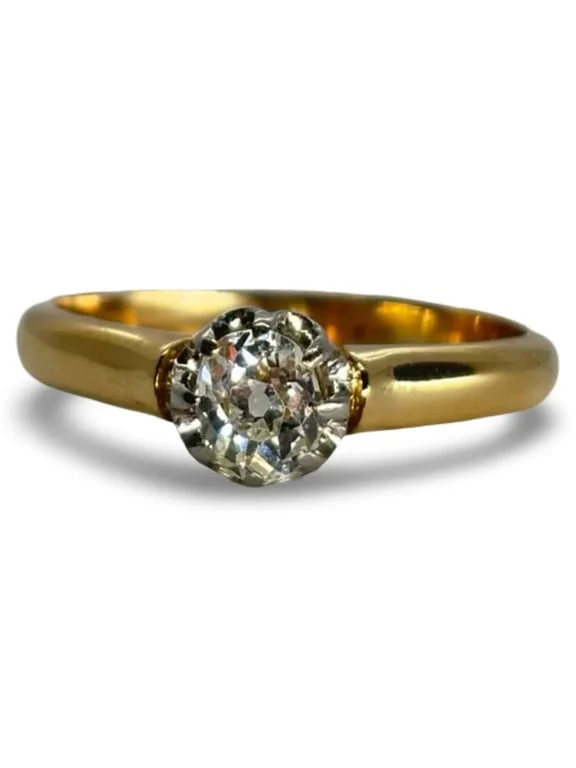 Solitaire yellow gold and 0.40 ct diamond 