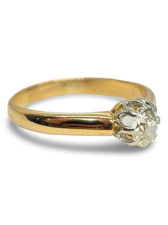 Solitaire yellow gold and 0.40 ct diamond  - Image 3