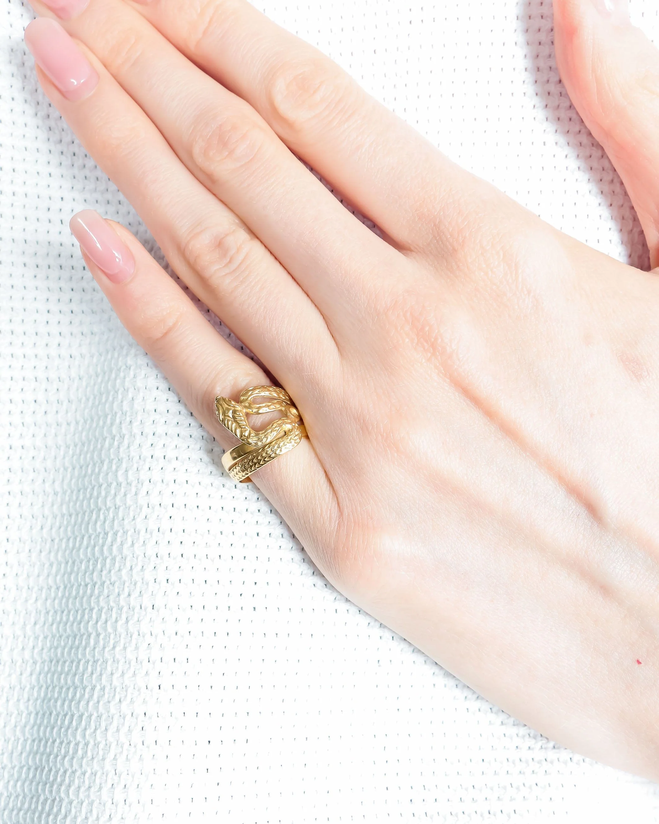 Yellow Gold Snake Ring - Image 2