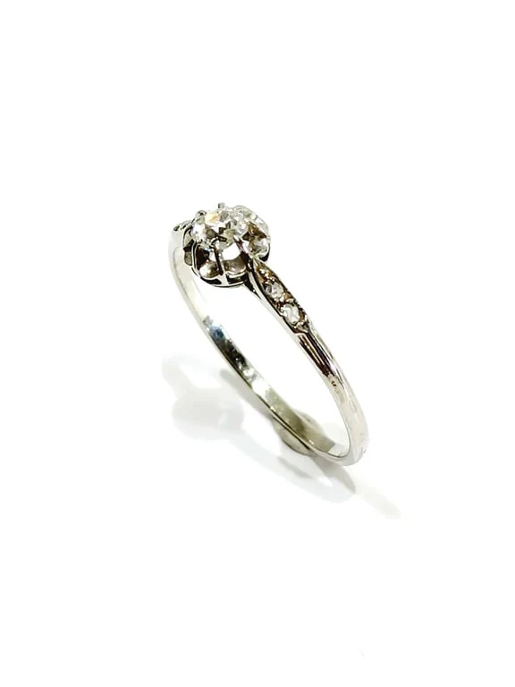 Solitaire in platinum and diamonds - Image 4