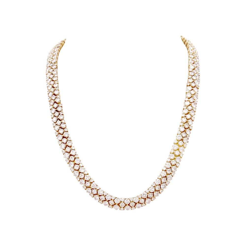 “River” necklace, yellow gold, diamonds.