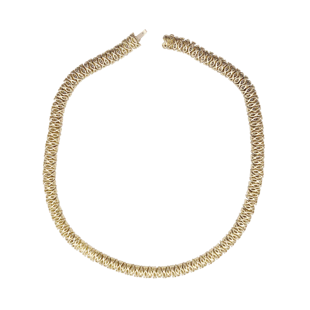 “River” necklace, yellow gold, diamonds. - Image 4