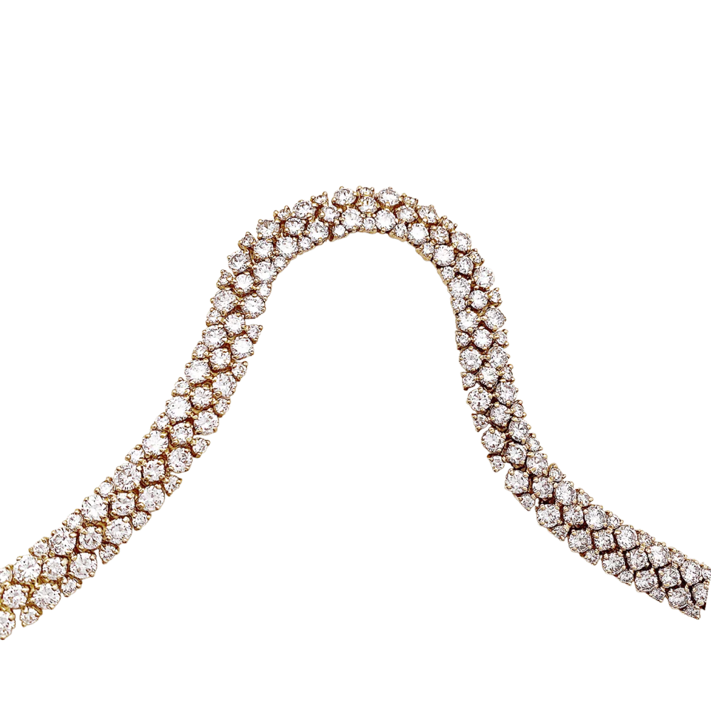 “River” necklace, yellow gold, diamonds. - Image 6