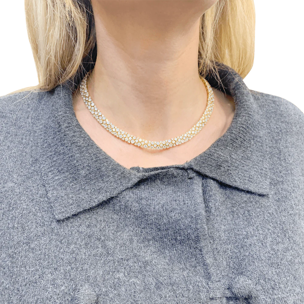 “River” necklace, yellow gold, diamonds. - Image 7