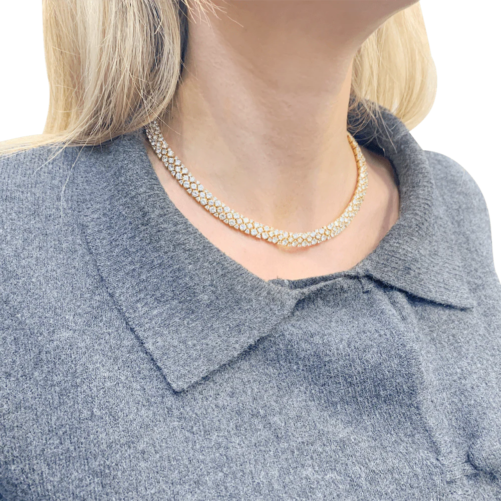 “River” necklace, yellow gold, diamonds. - Image 8