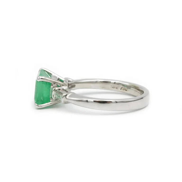 Ring - White gold emerald & diamonds - Image 2