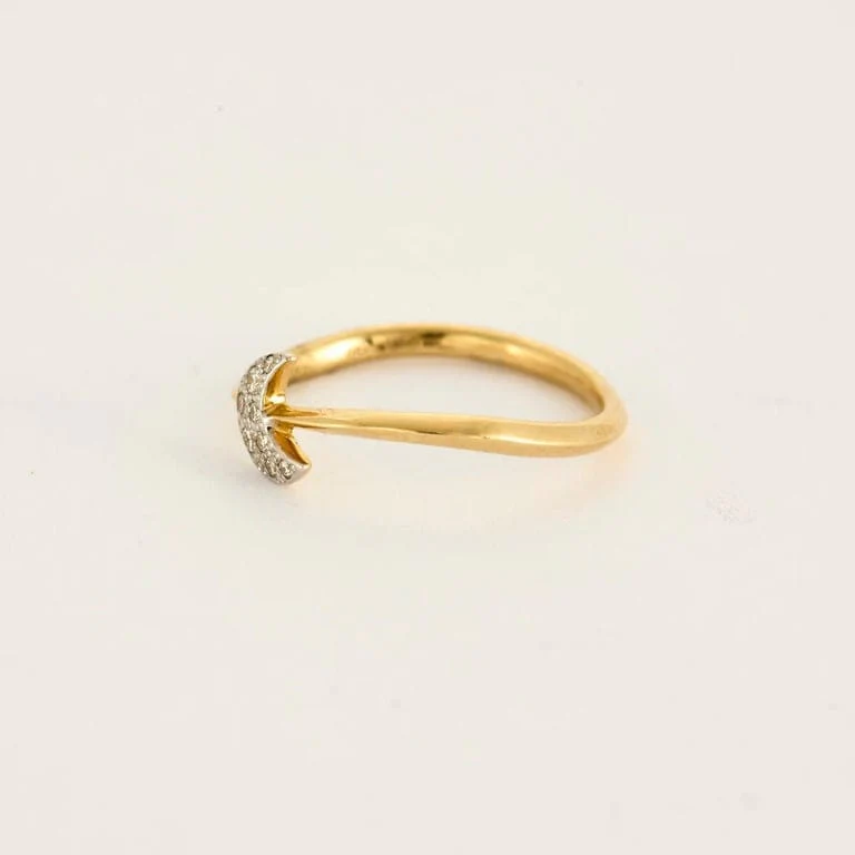 POMELLATO/DODO - Moon ring in yellow gold with diamonds - Image 3