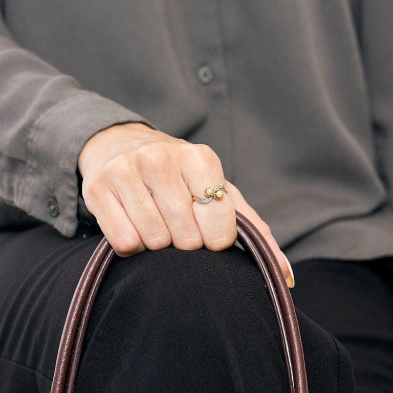Ring Toi & Moi pearls diamonds - Image 2