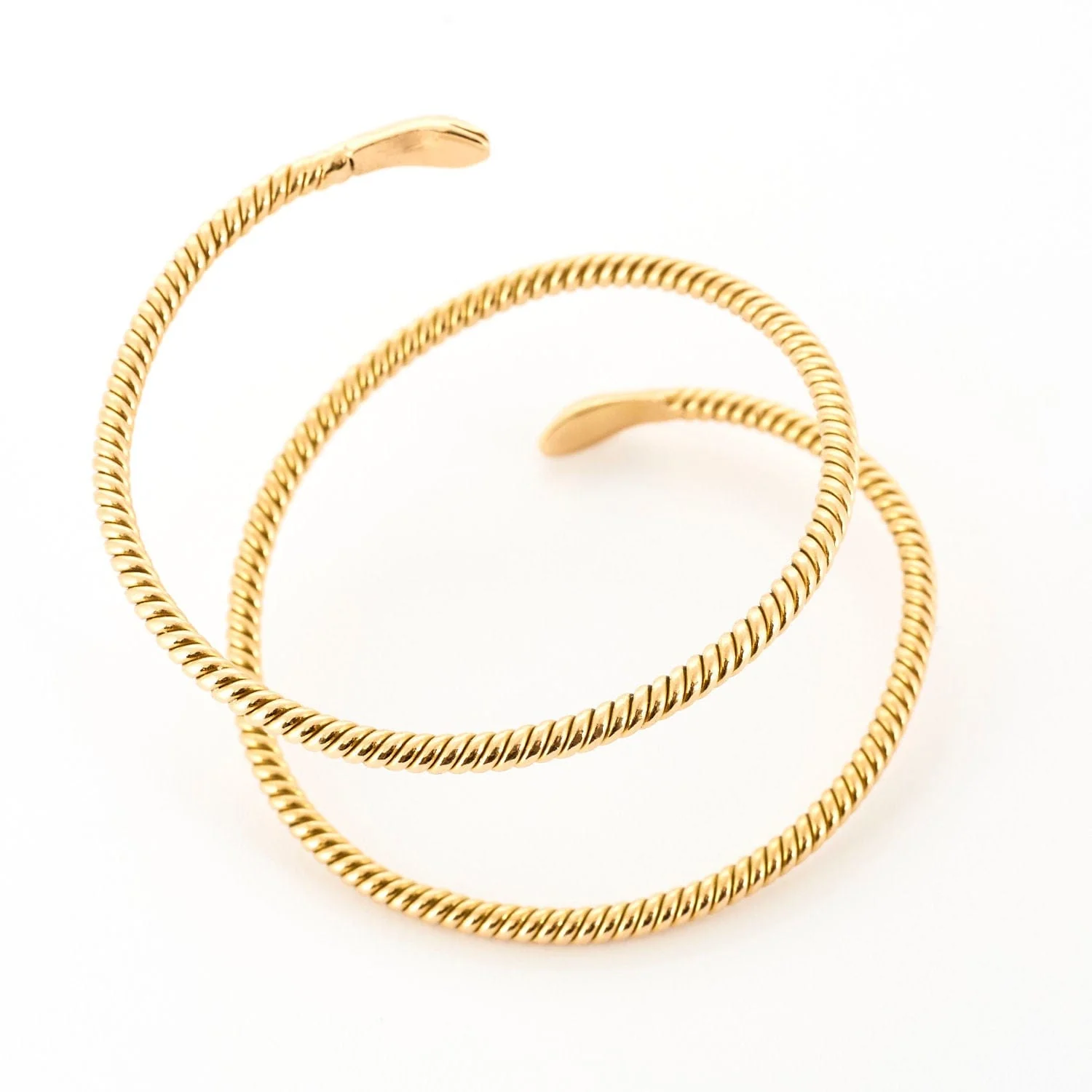 Yellow gold double snake head bracelet