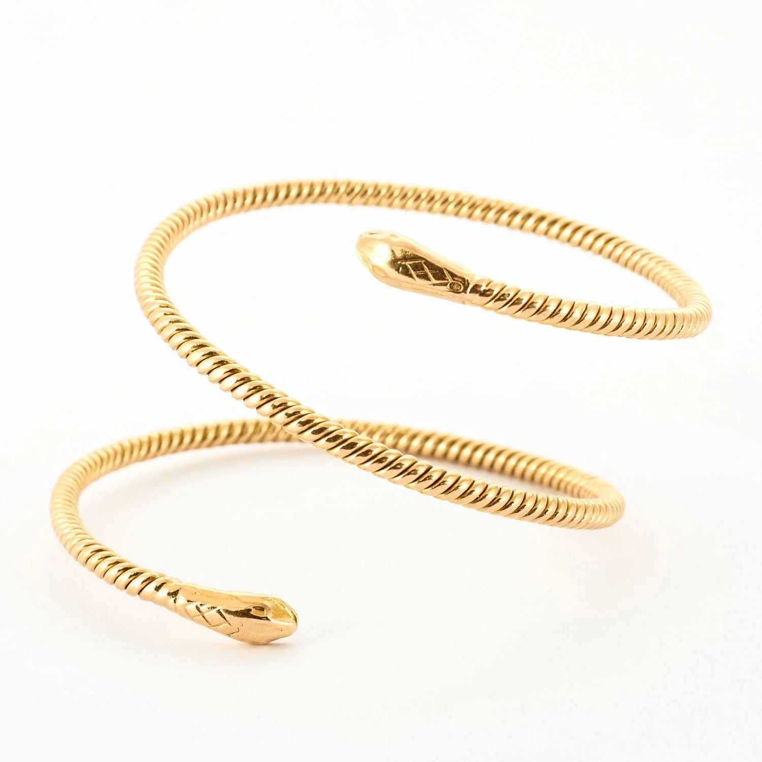 Yellow gold double snake head bracelet - Image 4