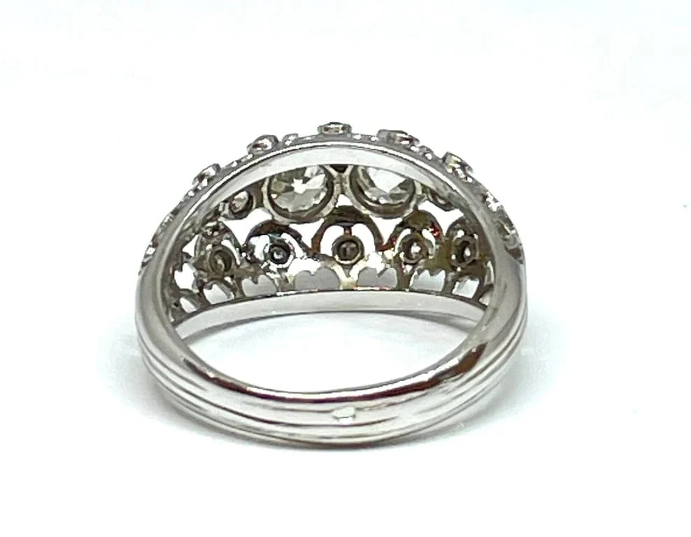 Old openwork ring in white gold and diamonds - Image 5