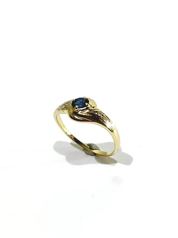 Yellow gold sapphire diamond ring - Image 4