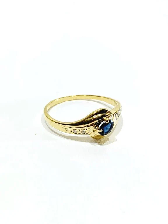 Yellow gold sapphire diamond ring - Image 5