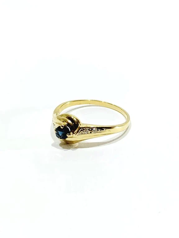 Yellow gold sapphire diamond ring - Image 6