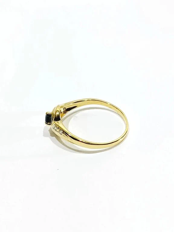 Yellow gold sapphire diamond ring - Image 9