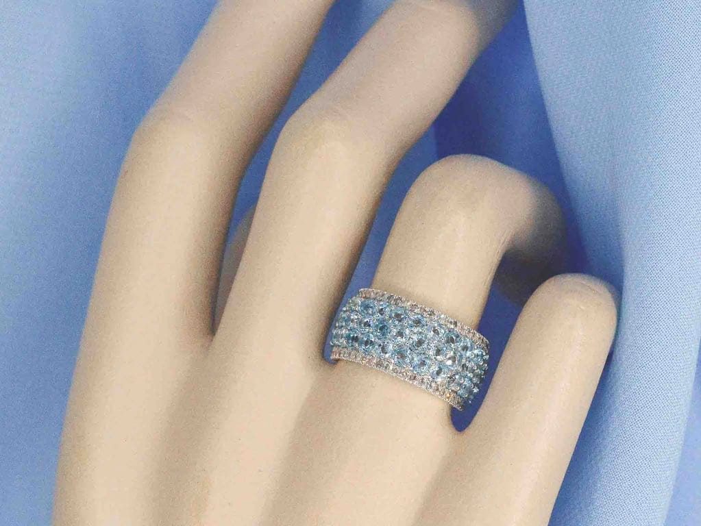 White gold ring with topazes and diamonds - Image 2