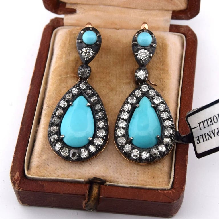 Orecchini gold and silver, natural turkey