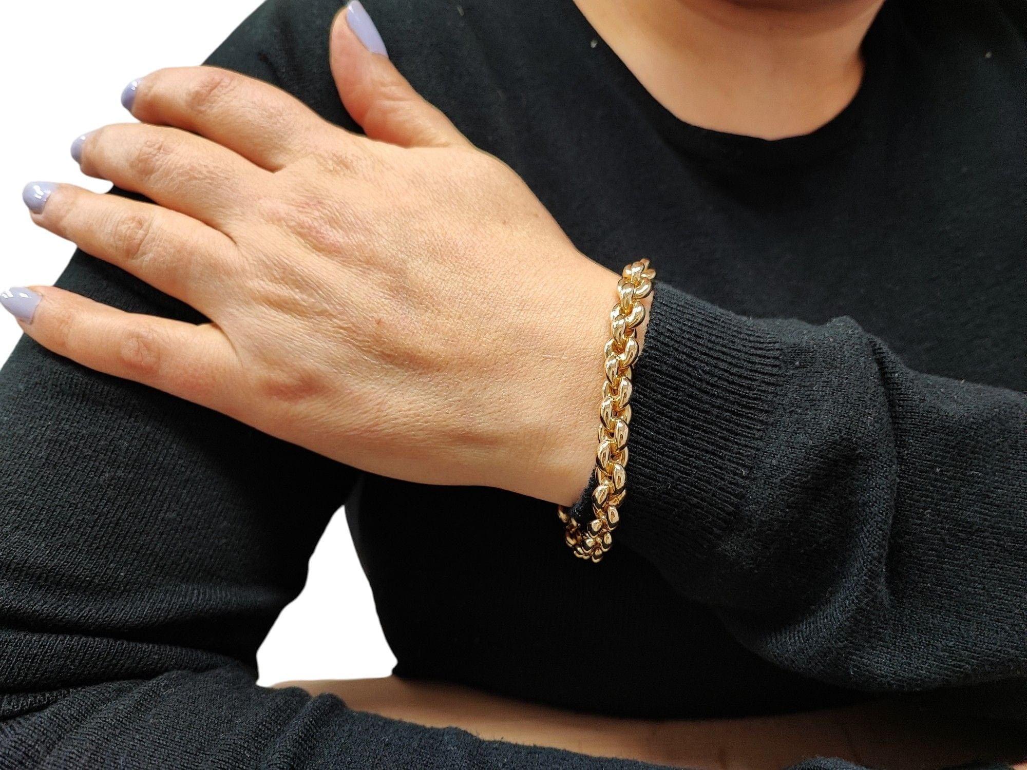 Yellow gold round mesh bracelet - Image 5