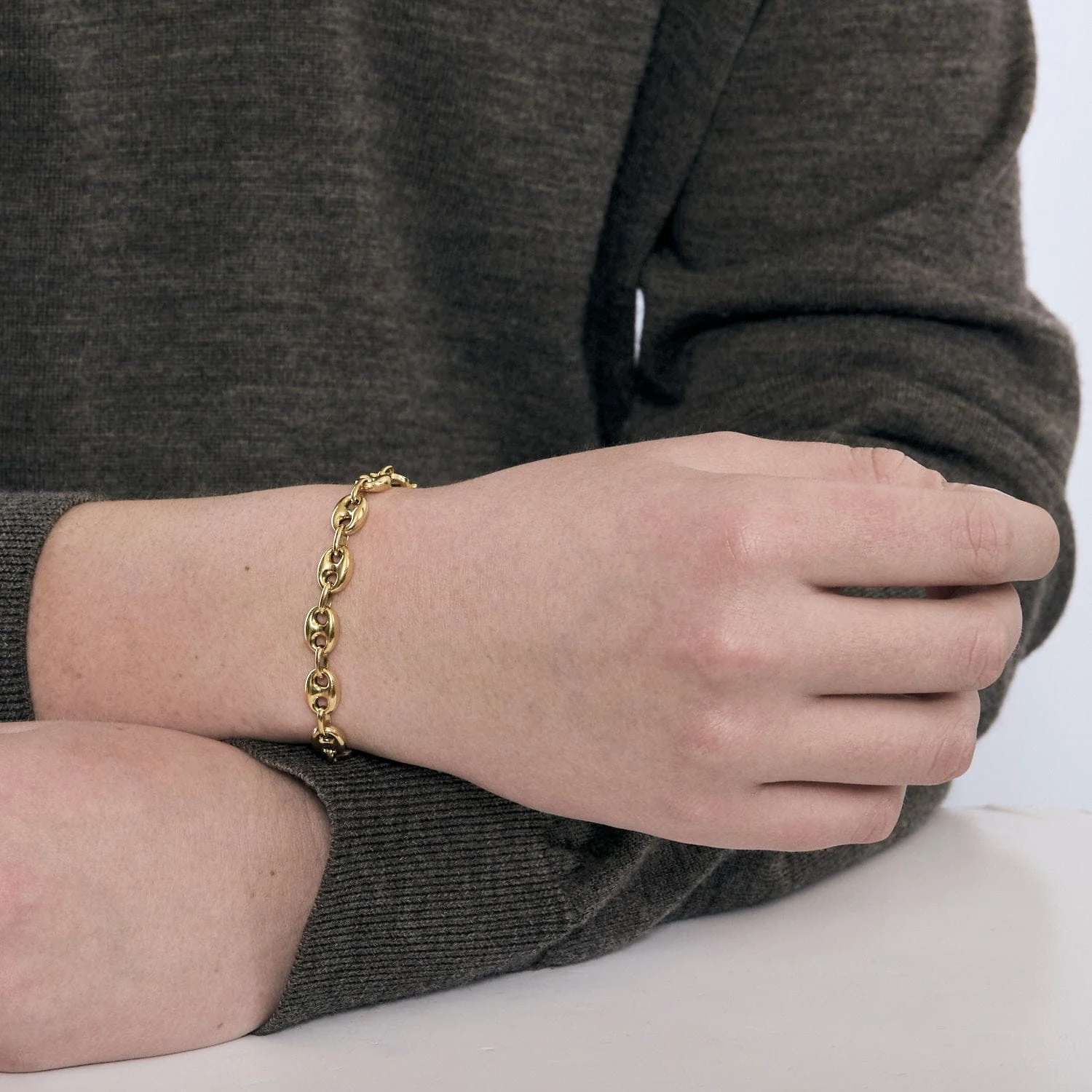 Yellow Gold Coffee Bean Bracelet - Image 5