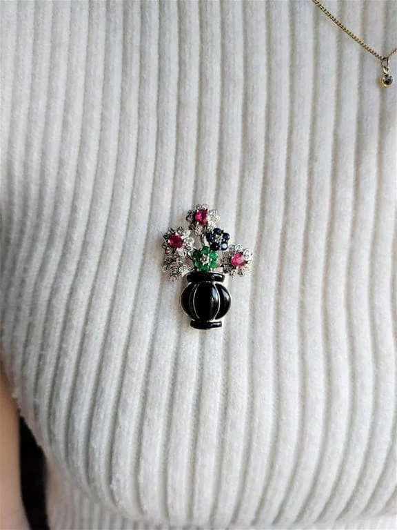 Flower Basket Pendant Brooch - Image 11