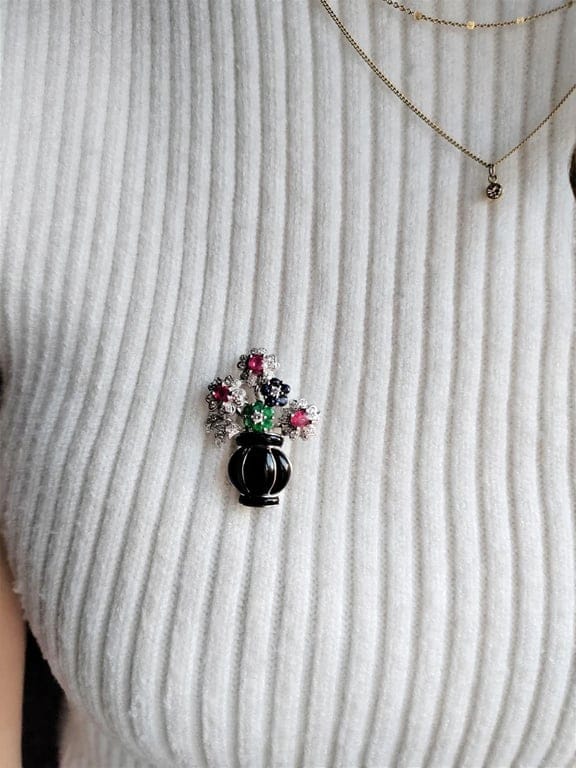 Flower Basket Pendant Brooch - Image 12
