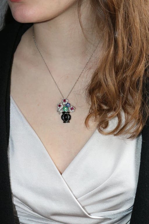 Flower Basket Pendant Brooch - Image 3
